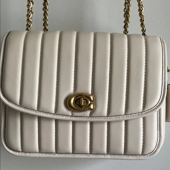 Coach Madison Cream Quilted leather Bag purse LIKE NEW w/dust bag $495 retail - Picture 2 of 16
